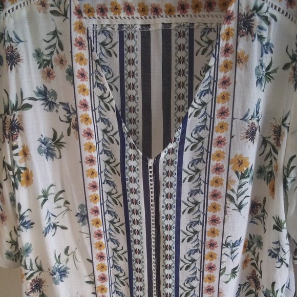 Lucky Brand Floral & Border Peasant Blouse - Picture 3 of 8